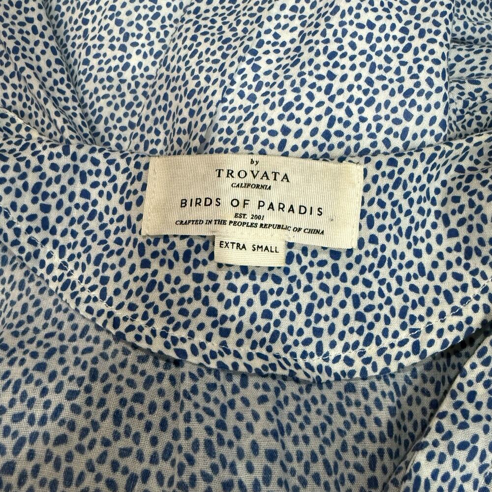 TROVATA Birds of Paradis Kristi Midi Dress White Blue Pebbles Women's Size XS - Picture 6 of 11